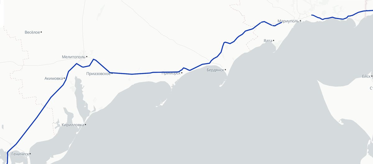 Карта маршрута специального разрешения через новые территории